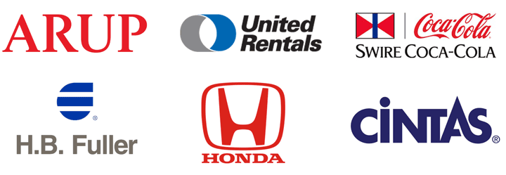 Secure access customer logos: ARUP, United Rentals, Swire Coca-Cola, H.B. Fuller, Honda, and Cintas
